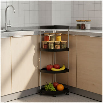 Estante Carrito Organizador Esquinero Multiusos de 4 Niveles con Ruedas 85x26x26cm
