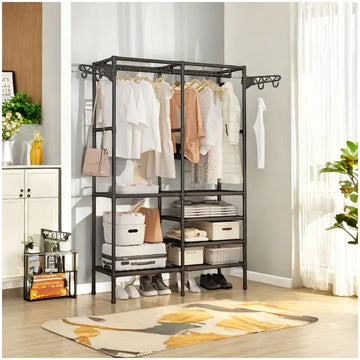 Ropero Colgador Organizador de Ropa 2 Cuerpos 173x107x36cm