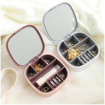 Joyero Organizador de Joyas con Espejo Portátil Multiusos