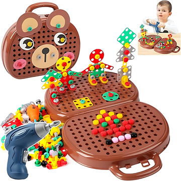 Caja de Herramientas con Taladro Eléctrico Juego Didáctico Montessori 204 Piezas