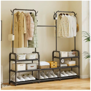 Ropero Colgador Organizador de Ropa Elegante 3 Cuerpos 140x137x26cm
