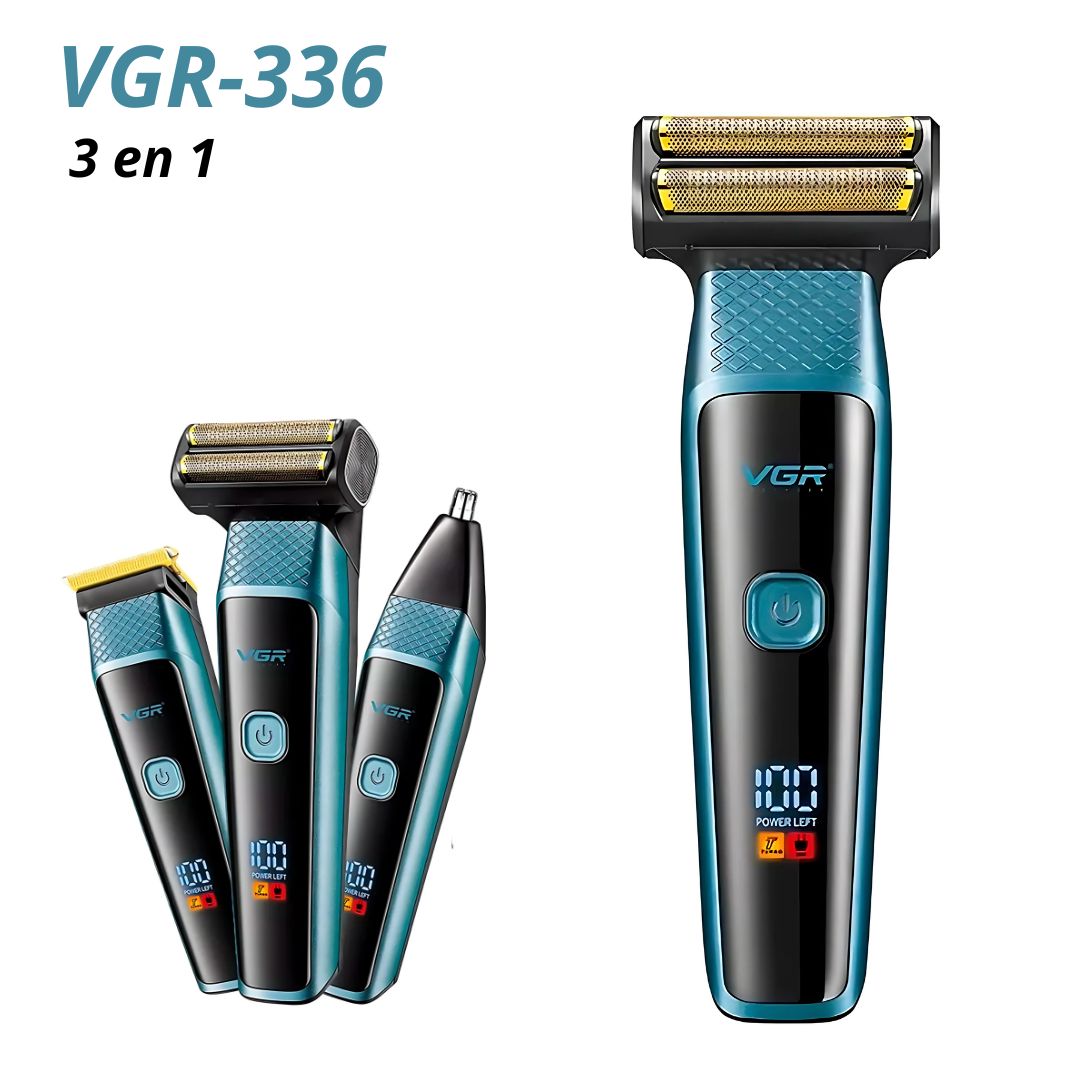 Máquina Afeitadora Rasuradora Eléctrica Recargable Shaver VGR V-366 3 en 1