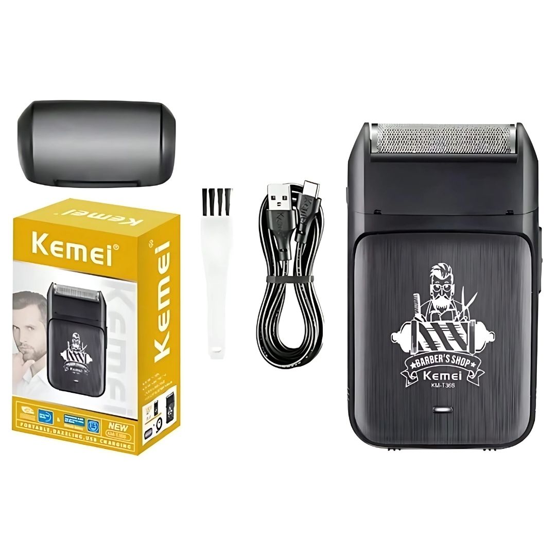 Máquina Afeitadora Eléctrica Recargable Shaver KEMEI T366 2 en 1 Rasuradora + Patillera