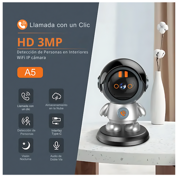 Cámara de Seguridad Robot Wifi HD 3MP con Detección de Movimiento