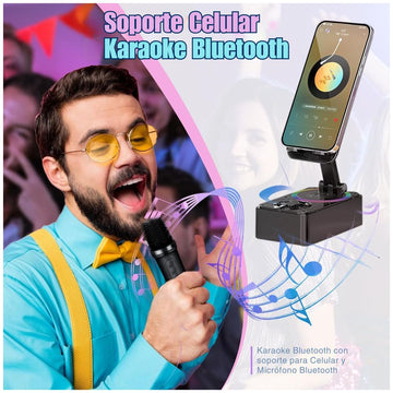 Parlante Karaoke Bluetooth K18 Soporte Cargador de Celular 1 Micrófono