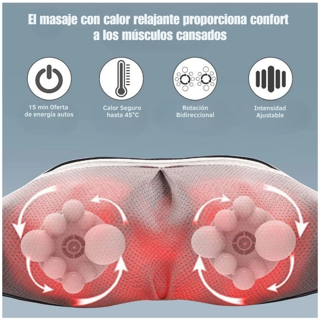 Masajeador Cervical Espalda Cuello Hombros Multifuncional de 16 Nodos