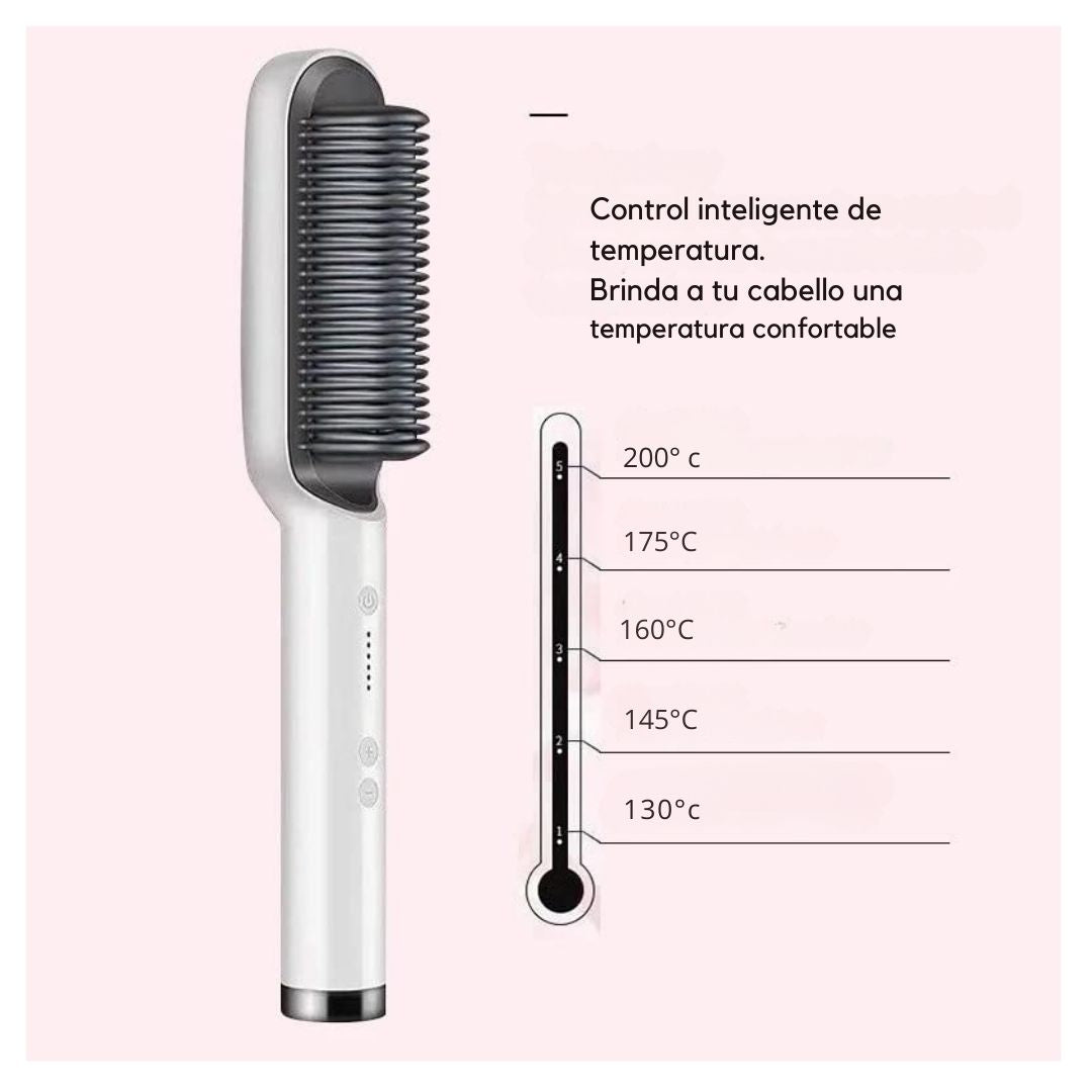 Cepillo Alisador Laceador Peine Secador de Cabello Eléctrico 2 en 1 - 200°C