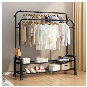Colgador Perchero Organizador de Ropa con Doble Barra 175x120x46cm