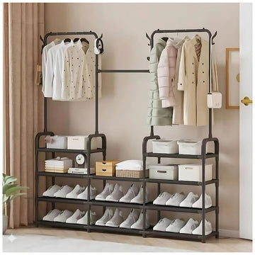 Ropero Colgador Organizador de Ropa Elegante 3 Cuerpos 164x137x26cm