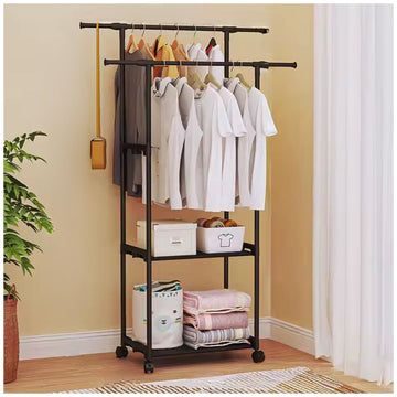 Colgador Perchero Organizador de Ropa Doble Barra con Ruedas 164x95x35cm
