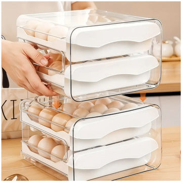 Organizador de Huevos 2 Niveles Apilable Porta Huevos de Acrílico 32 und