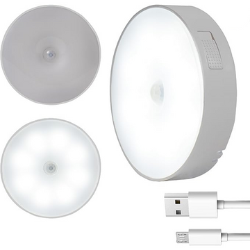 Pack de 2 Foco Lámpara Led con Sensor de Movimiento Recargable USB