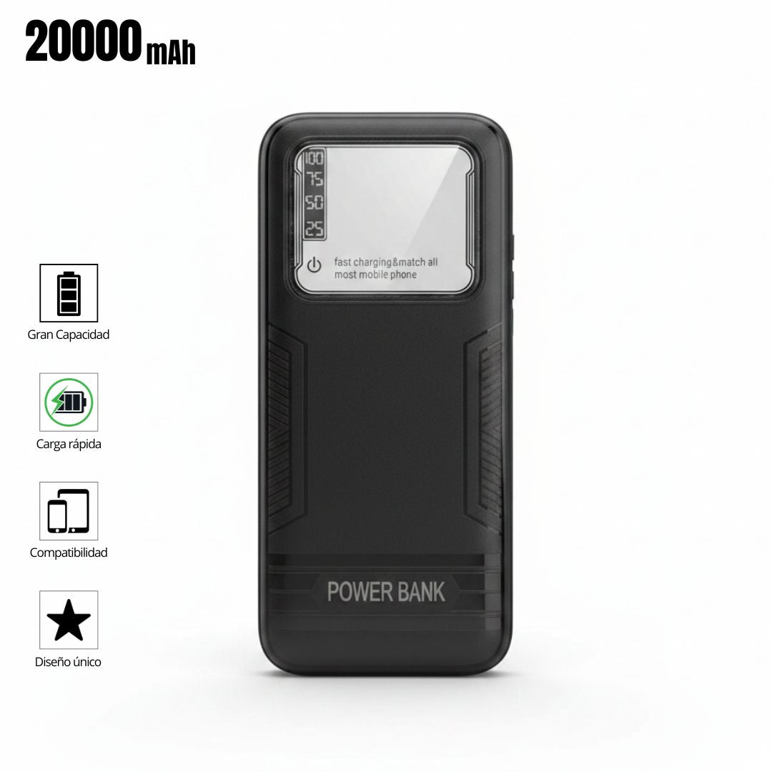Cargador Power bank PL-25 Carga Rápida 20000mAh 3 Salidas USB Linterna Led