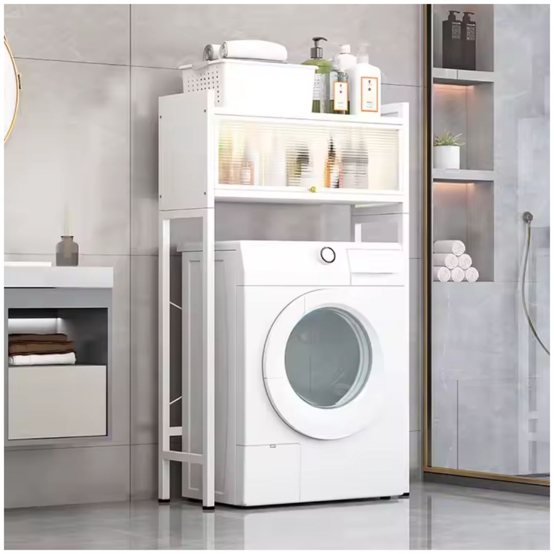 Estante Organizador Multiusos de Metal para Lavadora Baño 2 Niveles 135x70x25cm