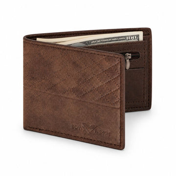 Billetera Bovis Fashion Hombre Diseño Texturizado con Cierre y Tarjetero