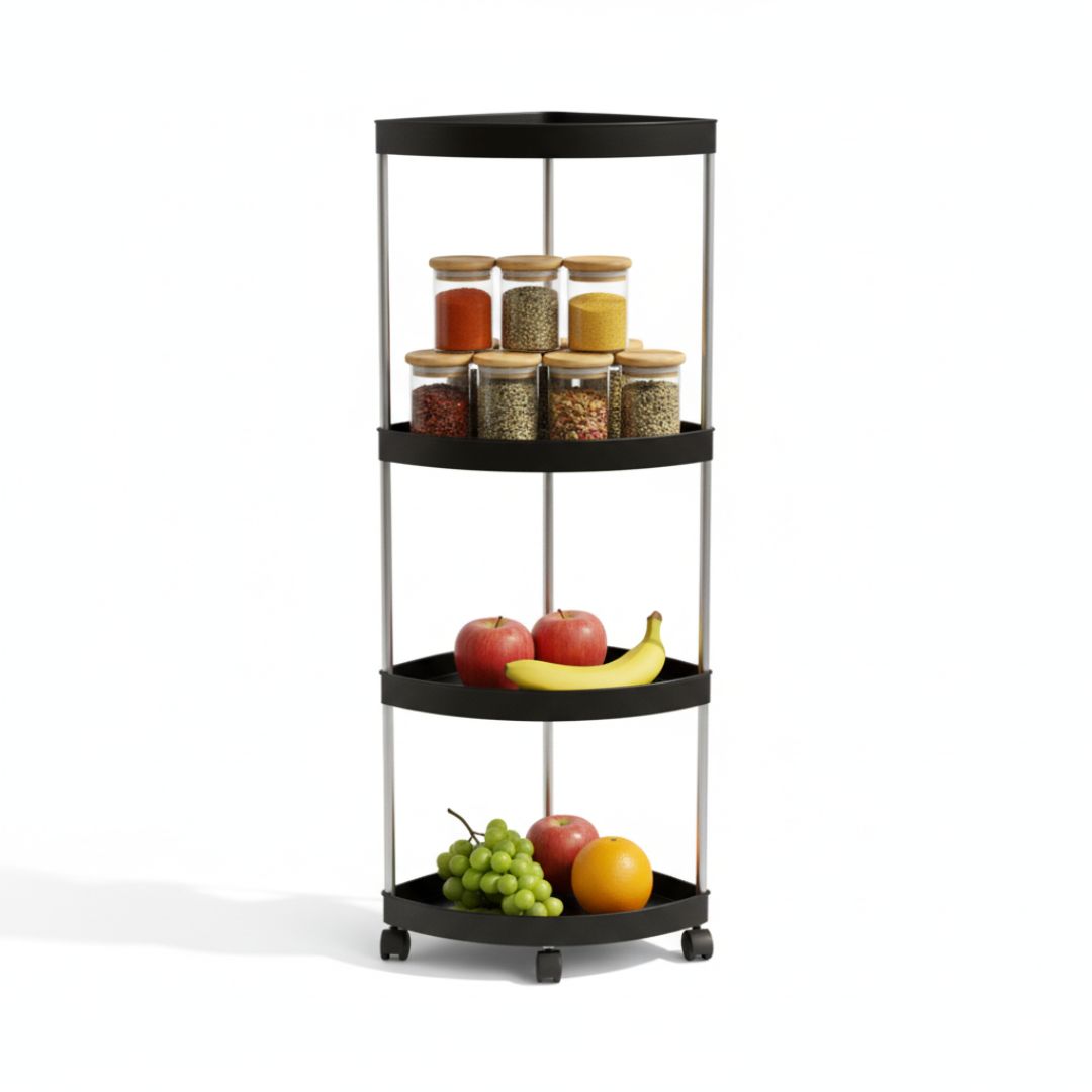 Estante Carrito Organizador Esquinero Multiusos de 4 Niveles con Ruedas 85x26x26cm