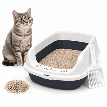 Caja de Arena Arenero Sanitario para Gato Antiderrames con Pala 13x30x42cm