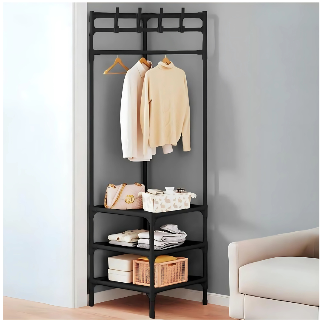 Estante Organizador Colgador de Ropa Esquinero con 3 Repisas 190x42x42cm