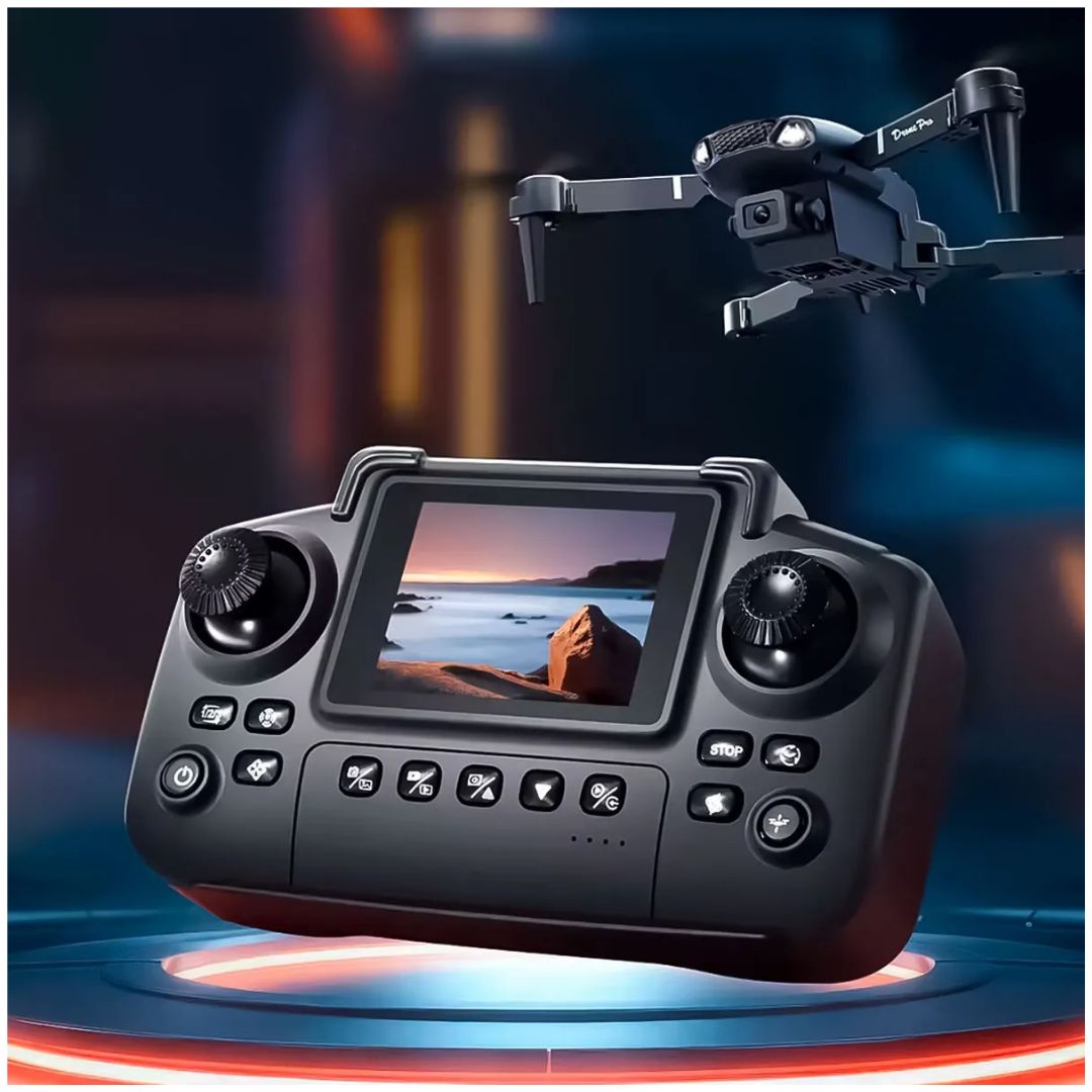 Dron E88 Screen con Doble Cámara WIFI con Control con Pantalla RC + Estuche
