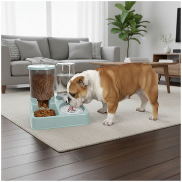 Comedero y Bebedero para Mascotas 2 en 1 con Doble Dispensador Agua y Comida Perros Gatos