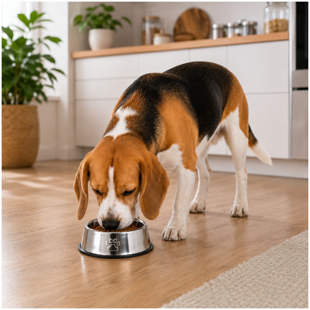 Plato Comedero para Mascotas 26cm Acero Inoxidable Antideslizante Perros y Gatos
