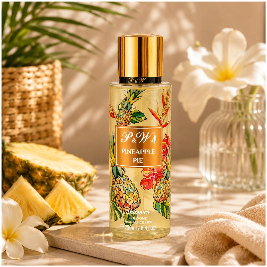 Perfume Mujer 250ml Colonia Corporal P&W Fragancia Tropical Piña con Brillo
