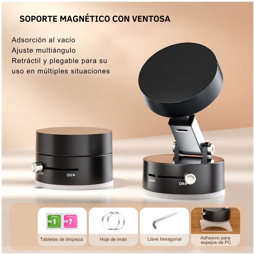 Soporte Magnético para Celular Holder Imantado Plegable Auto Casa Succión al Vacío
