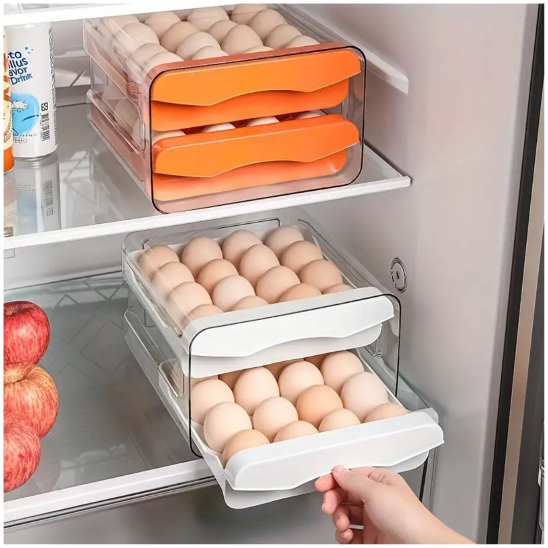Organizador de Huevos 2 Niveles Apilable Porta Huevos de Acrílico 32 und