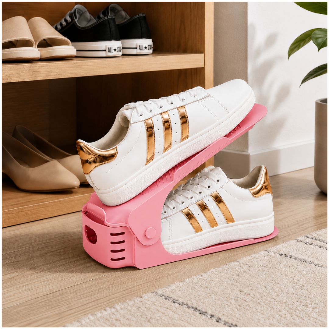 Pack x10 Organizadores de Zapatos Rosado Altura Ajustable Plegable
