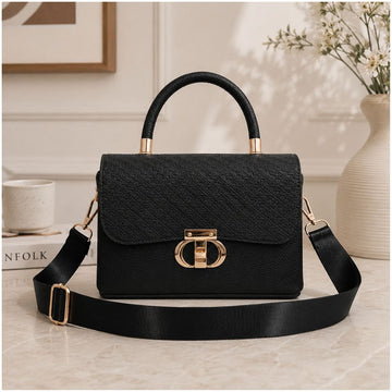Cartera de Mano Elegante para Mujer con Correa Ajustable y Broche Dorado