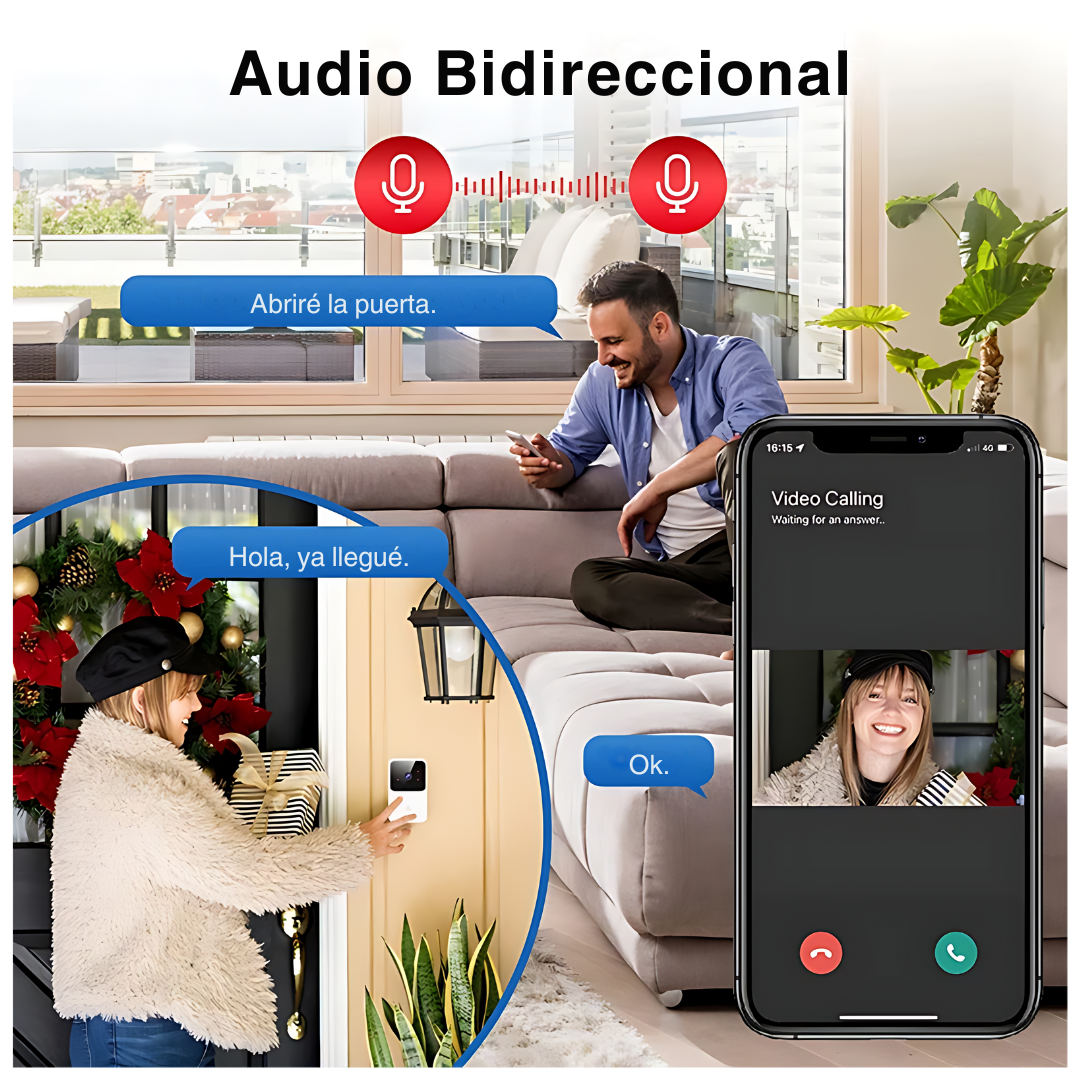 Timbre Inalámbrico Inteligente Wifi con Cámara HD