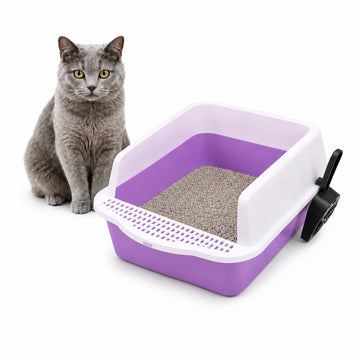 Caja de Arena Arenero Sanitario para Gato Antiderrames con Pala 21x37x50cm