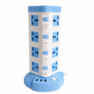 Cargador Torre Multipuerto 19 en 1 Extensión 2500W 3 Puertos USB - 16 Tomacorrientes