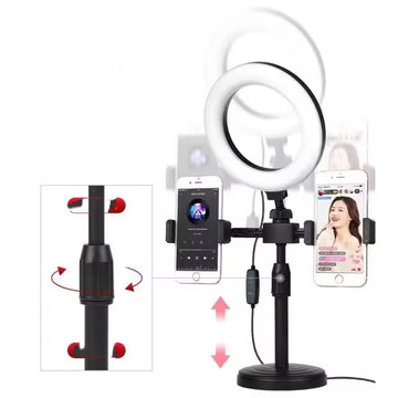 Lámpara Aro Luz Led Con Doble Soporte Para Celular Parante Ajustable