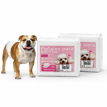 Pack x20 Pañal para Perros Hembra Celo Perras Talla XL Absorbente Ajustable