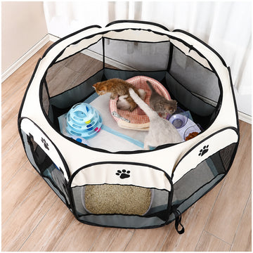 Corral Cama para Gatos Perros Casa para Mascotas Plegable 58x90x90cm