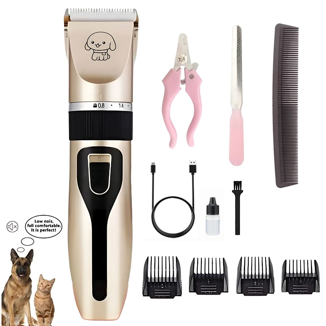 Kit Maquina Corta Pelo Perro Mascota Inalámbrica + Corta Uñas Lima y Accesorios