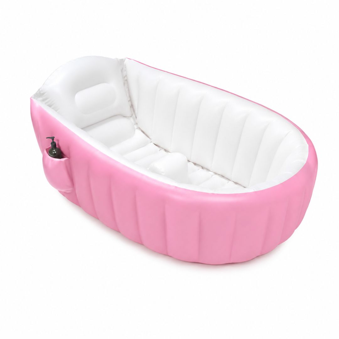 Bañera Inflable para Bebé 12001 con Soporte Acolchada Portátil Fácil de Guardar