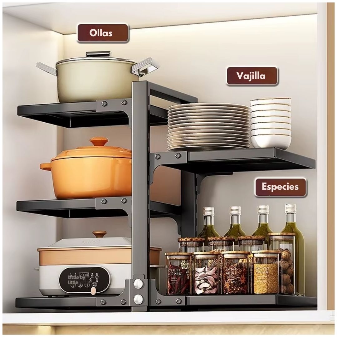 Estante Organizador de ollas y sartenes de 5 niveles Ajustable Premium
