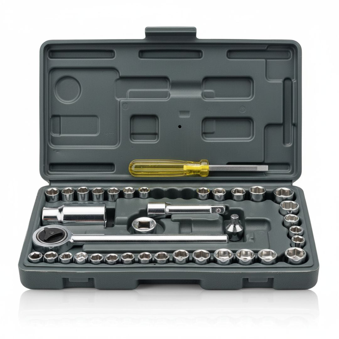 Juego de Herramientas y Llaves de Acero Cromado 40 piezas