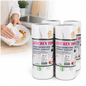 Pack x4 Papel Toalla Reutilizable Multiuso Absorbente para Cocina y Limpieza