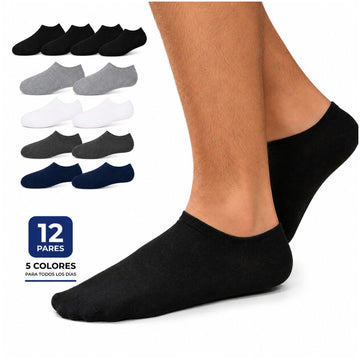 Pack x12 Pares de Medias Taloneras para Hombre Transpirables Talla 40-45