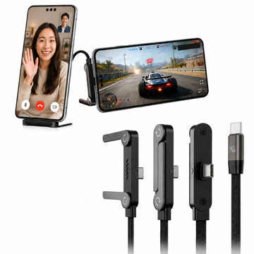Cable Carga Rápida Tipos C 240W con Soporte Plegable y Ajustable para Celular