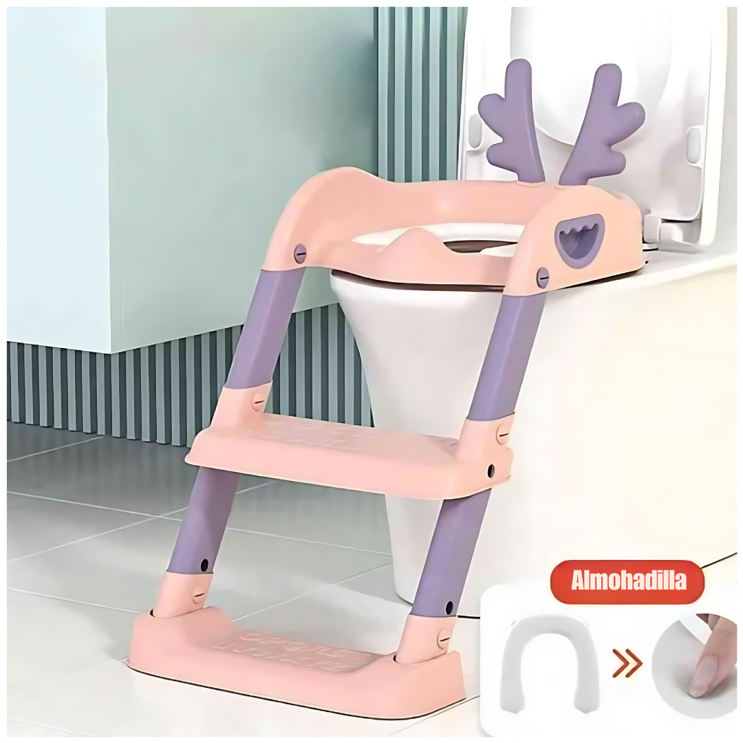 Asiento Baño Entrenamiento para Bebes Regulable Plegable  con Escalera