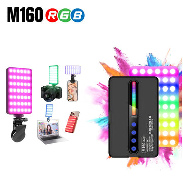 Mini Panel Luz Led M160 RGB Recargable Portátil Con Soporte Clip Universal