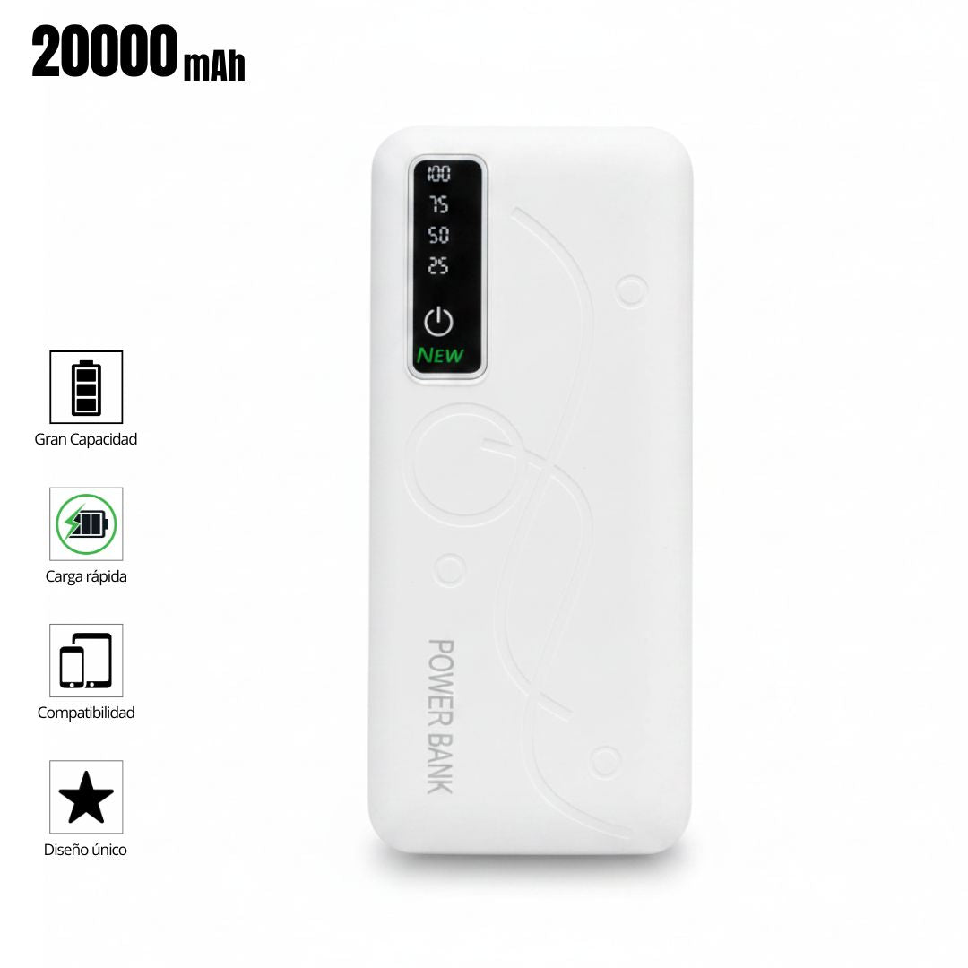 Cargador Power bank PL-47 Carga Rápida 20000mAh 3 Salidas USB Linterna Led