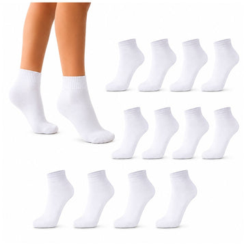 Pack x12 Pares de Medias Cortas Blancas Deportivas para Niños Talla Estándar