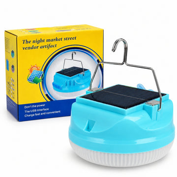 Lámpara Foco Solar LED Luz Fría 50W Recargable USB con Gancho Camping Emergencias