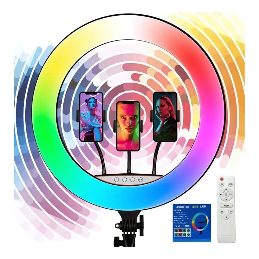 Aro de luz LED  RGB de 45 cm Lámpara Táctil  + Trípode + Control Remoto