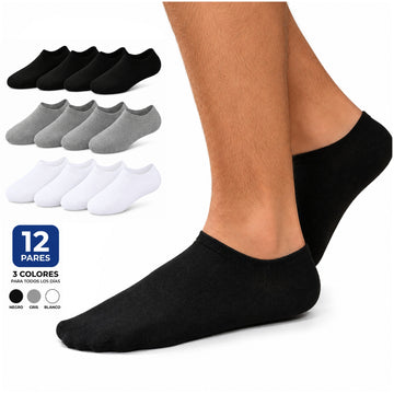 Pack x12 Pares de Medias Taloneras Unisex Transpirables Talla 40-43